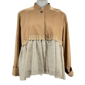 Ann Everett Women's Linen Emperor Jacket Classic Natural Layering Lagenlook‎ OS